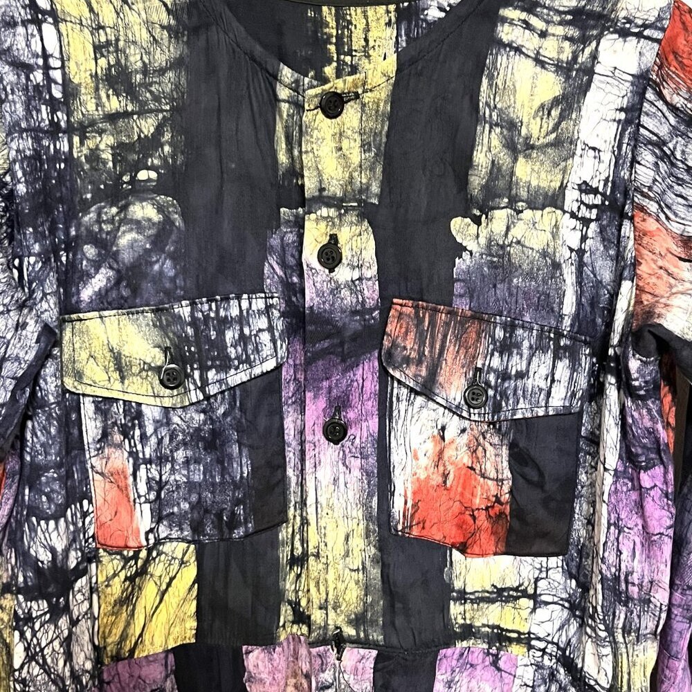 Tie Dye fun print oversized jumpsuit overall utility suit hand dyed batik fabric - Picture 6 of 13